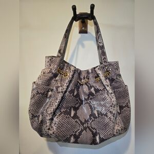 Michael kors snake skin print leather tote bag
